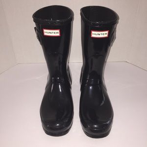 Hunter Original Short Gloss Black Rainboots sz 10